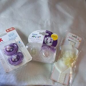 Philips Translucent & NUK Baby Pacifier Set + Baby Headband
